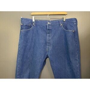 Levis 501 Jeans Mens 46x32 Blue Denim Button Fly Straight Leg Big Tall